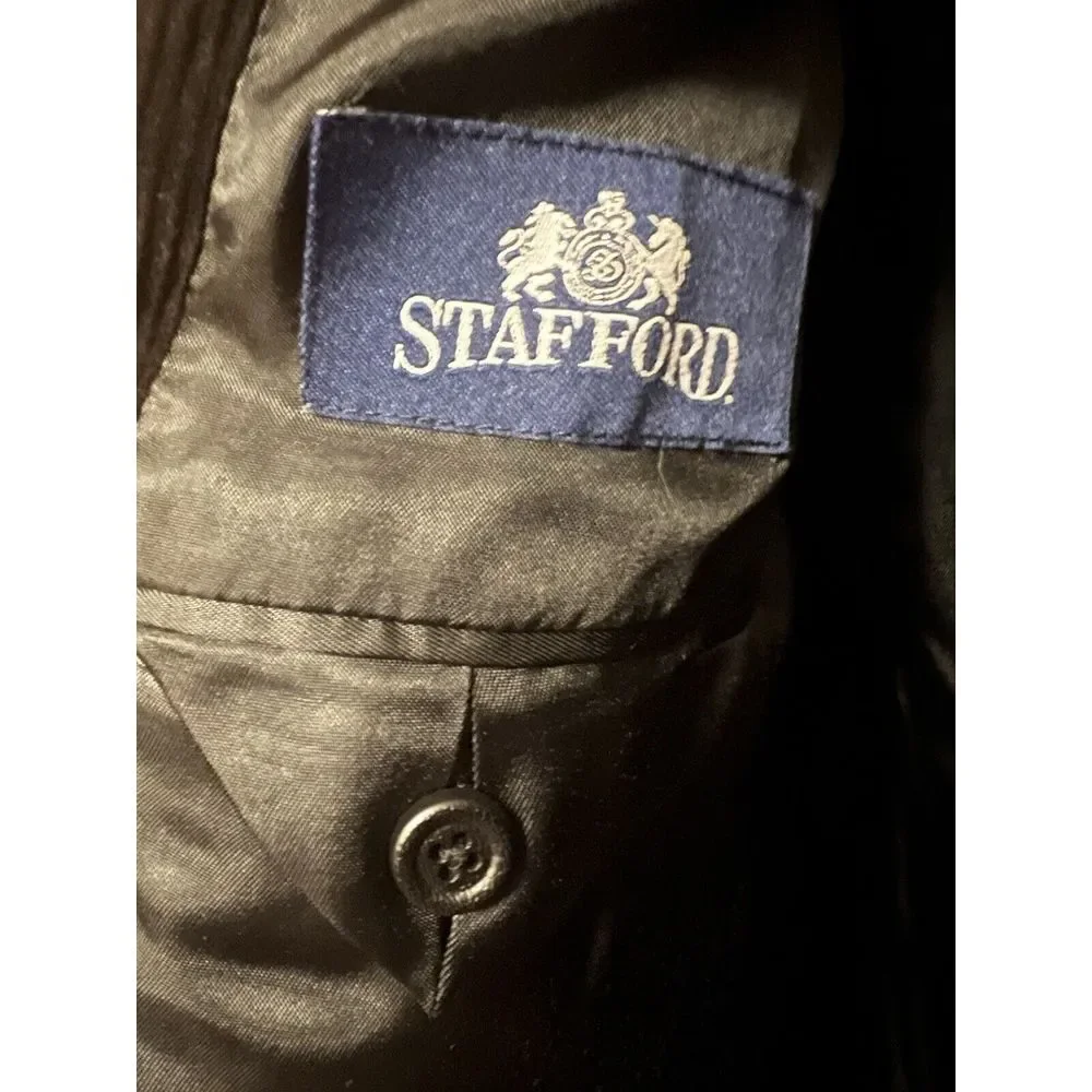 Stafford Mens 46R Corduroy Sport Coat Blazer Two Button Jacket Black‎ Vented
